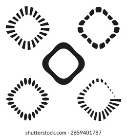 Padrões radiais abstratos. Elementos de linha geométricos. Formas de Vetor Exclusivas. Coleção de design moderno. EPS 10.