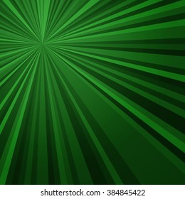 Abstract radial rays Green background. Vector illustration. EPS10.