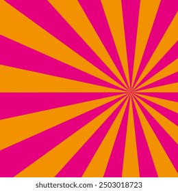 Abstractas rayos radiales. Colores rosa y naranja. Patrón dinámico de explosión solar. Ilustración vectorial.
