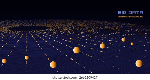 Abstract radial round graphs on dark. Quantum concentric flows computing universe. Big Data.  Futuristic round graph  with data spheres in cyberspace of AI.