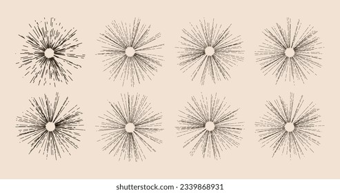 Abstract radial speed motion black lines, star burst background, grunge stamp style. EPS 10 vector file included