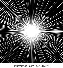 Abstract radial speed zoom light black line for comic cartoon vector illustration.