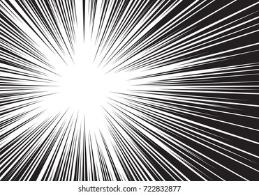Abstract radial speed zoom side black line on white for comic background vector illustration.