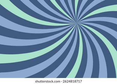 An abstract radial spiral design featuring mint green and blue tones. The twisting, psychedelic pattern creates a modern and energetic visual suitable for backgrounds, digital designs, posters.