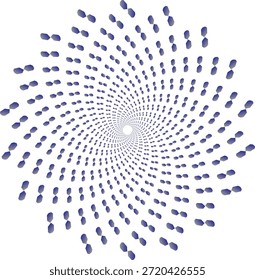 Abstract radial spiral design featuring blue gradient hexagonal clusters on a white background ideal for modern branding hypnotic optical illusion posters and digital backdrops