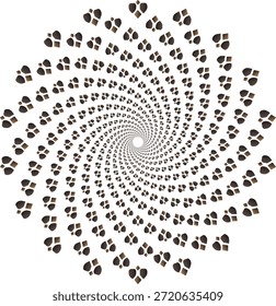 Abstractas diseño en espiral radial con pala de gradiente marrón y grupos de diamantes sobre un fondo blanco ideal para lujosos pósters de ilusión óptica hipnótica de marca de juegos y fondos digitales