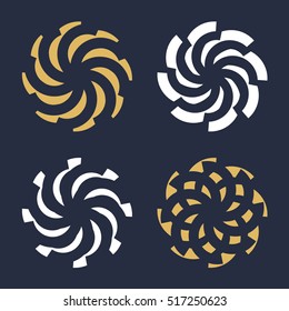 Abstract radial spiral Logotype. It can also be seen as sunbeams, flower or a moving turbine.