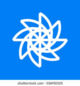 Abstract radial spiral Logotype. It can also be seen as sunbeams, flower or a moving turbine.