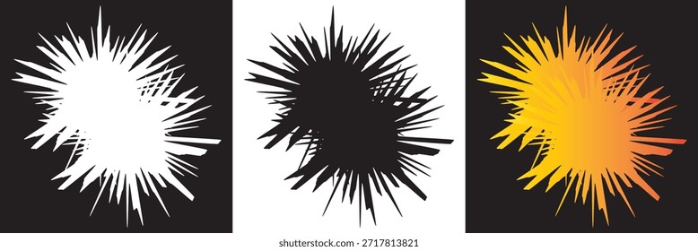 Abstract radial starburst line pattern. Abstract black and white radial lines forming a sharp starburst, representing energy, motion, and dynamic explosion on a clean background.EPS10AI.