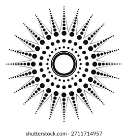 Patrón radial Abstractas de estallido estelar con puntos y círculos concéntricos Vector