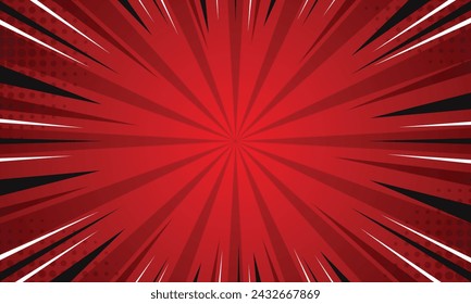 Abstract radial stripes comic red background