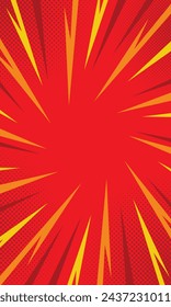 Fondo de cómic rojo de rayas radiales abstractas