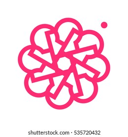 Abstract radial vector Logotype. It can also be seen as a flower, turbine or letters o and r arranged in a circle.