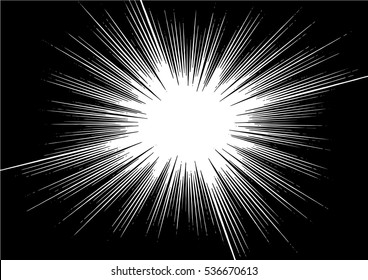 Abstract Radial Zoom Speed Light On Black Effect For Cartoon Comic Book