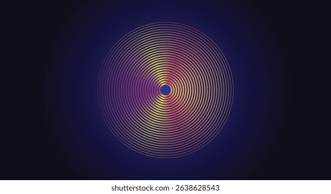 abstract radiant circle with hypnotic glow on dark background design template
