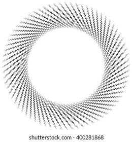 Abstract radiating lines element. Jagged, zigzag (wavy) lines converging. Abstract monochrome element. Bursting irregular lines.
