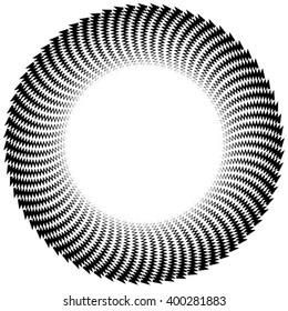 Abstract radiating lines element. Jagged, zigzag (wavy) lines converging. Abstract monochrome element. Bursting irregular lines.