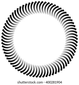 Abstract radiating lines element. Jagged, zigzag (wavy) lines converging. Abstract monochrome element. Bursting irregular lines.