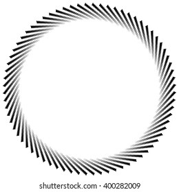 Abstract radiating lines element. Jagged, zigzag (wavy) lines converging. Abstract monochrome element. Bursting irregular lines.