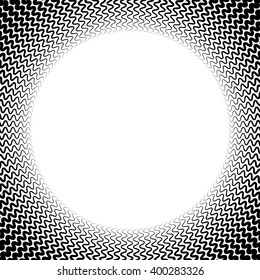 Abstract radiating lines element. Jagged, zigzag (wavy) lines converging. Abstract monochrome element. Bursting irregular lines.