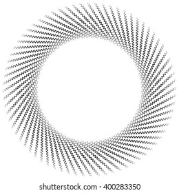 Abstract radiating lines element. Jagged, zigzag (wavy) lines converging. Abstract monochrome element. Bursting irregular lines.