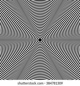 Abstract radiating pattern with deformed shapes spreading from center