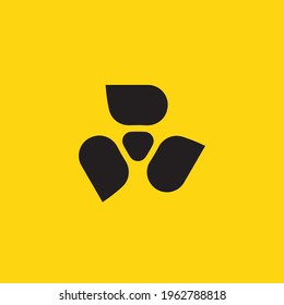 Símbolo abstracto de radiación, logotipo de energía del reactor atómico, pictograma para juego, alarma química tóxica, icono de peligro, insignia de riesgo de radiación, ilustración vectorial