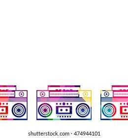 Abstract radio boombox low-poly colorful geometric background, vector illustration