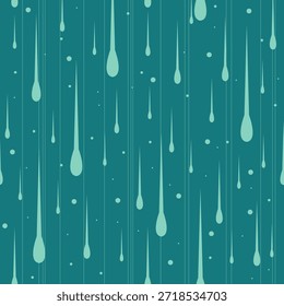 Abstract rain design with smooth vertical lines of different lengths on a dark green background