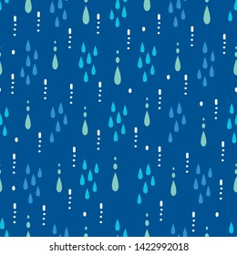 Abstract Rain Falls Vector in Dark Blue Background Color Seamless Pattern