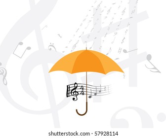 abstract rain of music notes and symbols