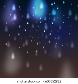 Abstract Rain on Dark Background - Vector Illustration