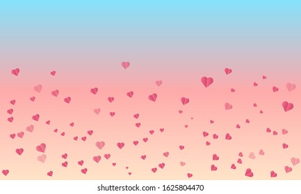 Abstract rain of pink hearts, vector art illustration.