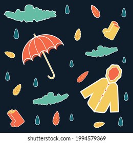 Resumen de diseño vectorial de temporada de lluvias para papel tapiz