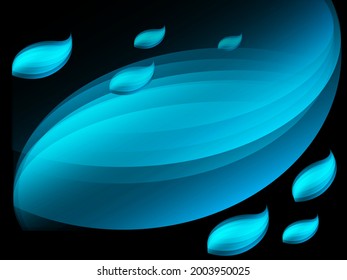 Abstract rain or water drop tone blue on background black