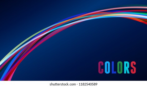 Abstract Rainbow Arc On A Dark Blue Background. Vector Graphic Pattern