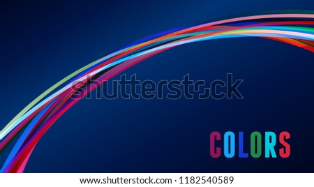 Abstract rainbow arc on a dark blue background. Vector graphic pattern