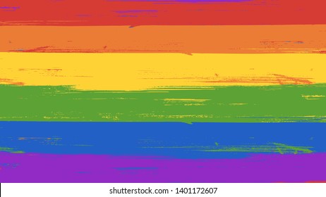 Abstract Rainbow Background With Brush Stroke Effect, Full HD Format, Isolated Vector