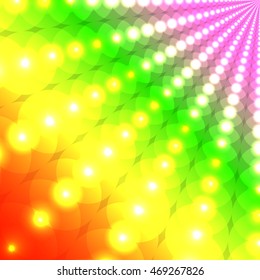 Abstract rainbow background of circles arranged in the direction of the rays