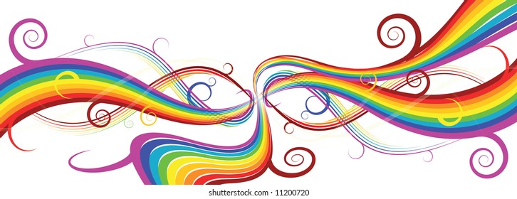 Resumen de fondo arco iris con curvas en negro