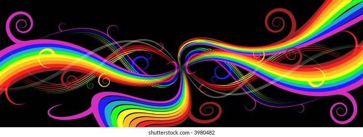 Resumen de fondo arco iris con curvas en negro