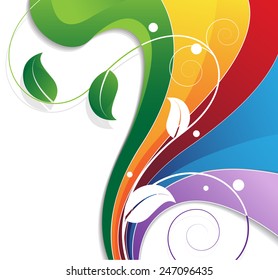 Abstract rainbow background with floral pattern. Environment concept