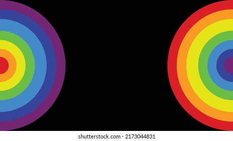 Abstract rainbow background. LGBT pride colorful spectrum on left side and right side isolated on black background.