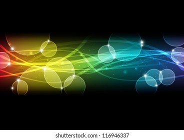 Abstract rainbow background with lights