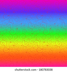 Abstract rainbow background with the many spirals