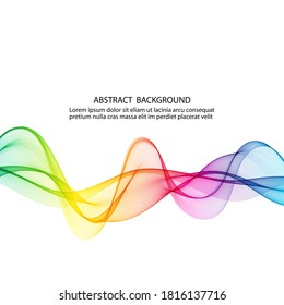 
Abstract rainbow background, smooth horizontal wave smoky lines. Brochure template, design element