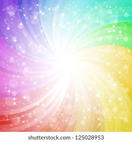 Abstract rainbow background with sparks and glares vector illustration