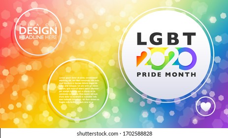 Abstract rainbow bokeh background. Rainbow 2020 numbers icon. Banner design template for Pride parades and events in 2020.