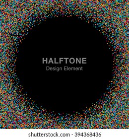 Abstract Rainbow Bright Celebration Holiday Circle Frame on Black Background. Birthday confetti rounds. Vector illustration