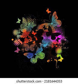 Abstract rainbow butterflies. Vector illustration